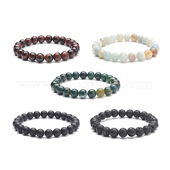 5Pcs 5 Style Natural Mixed Gemstone Round Beaded Stretch Bracelets Set for Men Women&nbsp;BJEW-JB08871