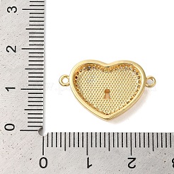 Rack Plating Brass Micro Pave Clear Cubic Zirconia Heart Links&nbsp;KK-K385-107G
