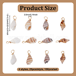 100Pcs 4 Styles Natural Shell Pendants&nbsp;PALLOY-NB00010