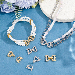 6Pcs 2 Colors Brass Micro Pave Clear Cubic Zirconia Fold Over Clasps&nbsp;KK-BBC0028-89