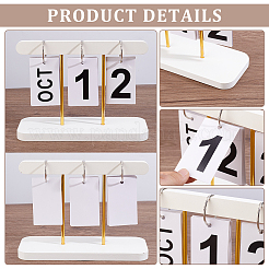 Paper Desk Flip Calendar with Rectangle Wood Iron Base&nbsp;AJEW-WH0481-686