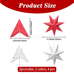 4Pcs 2 Colors Paper Star Lantern Hanging Decorations for Christmas New Year Party Wedding Decor&nbsp;AJEW-GF0012-48