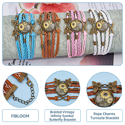 4Pcs 4 Colors PU Leather Cord Multi-strand Bracelets Set&nbsp;BJEW-FI0001-06