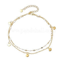 304 Stainless Steel Double Layer Chain Anklets&nbsp;AJEW-AN00632