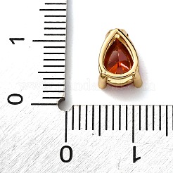 Teardrop Brass Micro Pave Cubic Zirconia Slide Charms&nbsp;KK-C119-16G-02