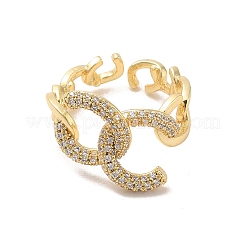 Brass Micro Pave Cubic Zirconia Open Cuff Rings&nbsp;RJEW-R146-17C-G