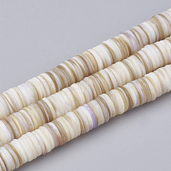 Disc Natural Sea Shell Beads Strands&nbsp;SSHEL-F290-32