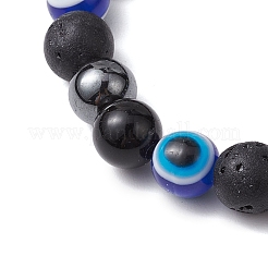 Round Gemstone Beaded Stretch Bracelets&nbsp;BJEW-JB11005-01