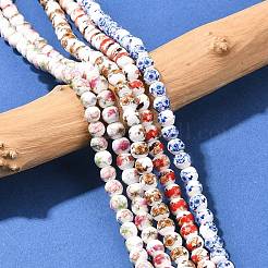 Floral Printed Porcelain Beads&nbsp;PORC-L004-6mm-M