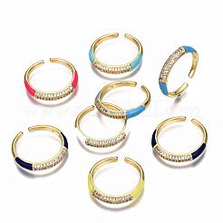 Brass Micro Pave Clear Cubic Zirconia Cuff Rings&nbsp;RJEW-N035-017-NF