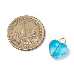 Heart Gradient Color Baking Paint Transparent Glass Pendants&nbsp;PALLOY-JF03264-01