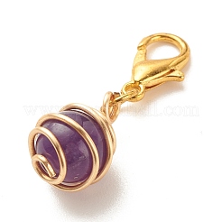 Round Gemstone Spiral Bead Cage Pendant Decorations&nbsp;HJEW-JM00656