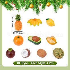 30Pcs 10 Styles Resin Fruit Miniature Ornaments&nbsp;DJEW-WR0001-11