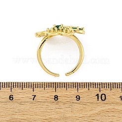 Brass Micro Pave Cubic Zirconia Adjustable Cuff Rings for Women&nbsp;RJEW-U053-05G
