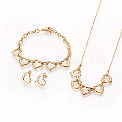 304 Stainless Steel Link Bracelets & Stud Earrings & Pendant Necklaces Sets&nbsp;SJEW-E335-04