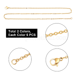 12Pcs 2 Colors 304 Stainless Steel Cable Chain Necklace&nbsp;STAS-UN0029-43