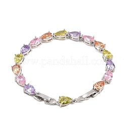 Platinum Tone Brass Micro Pave Cubic Zirconia Tennis Bracelets&nbsp;BJEW-B160-07P