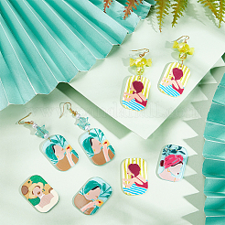 16Pcs 4 Style 3D Printed Acrylic Pendants&nbsp;OACR-CA0001-18