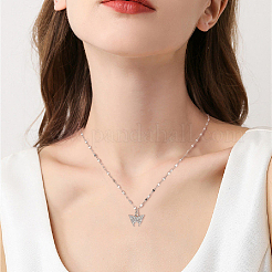 2Pcs 2 Colors Crystal Rhinestone Butterfly Pendant Necklaces Set with Alloy Dapped Chains for Women&nbsp;NJEW-AN0001-67