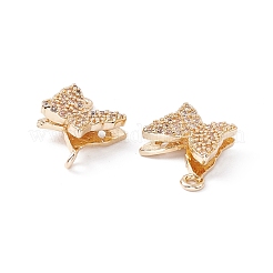 Brass Micro Pave Clear Cubic Zirconia Connector Charms&nbsp;ZIRC-P100-06G