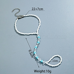 Luminous Resin Round Beaded with Glass Seed Beaded Anklets&nbsp;WG45460-03