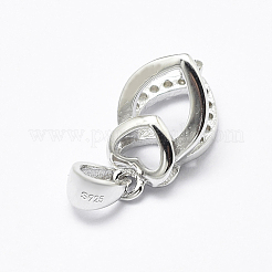 Anti-Tarnish Rhodium Plated 925 Sterling Silver Micro Pave Cubic Zirconia Pendant Bails&nbsp;STER-E053-14P