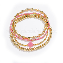 4Pcs Gothic Brass Cross Stretch Bracelet Sets&nbsp;YK6983-4