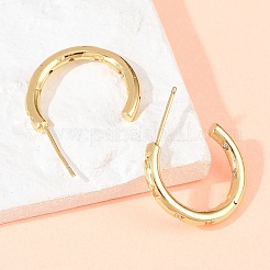 C-Shaped Brass Clear Cubic Zirconia Stud Earrings&nbsp;EJEW-A156-10B-G