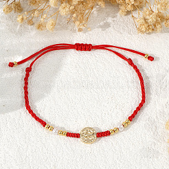 Brass Saint Medal Braided Bracelets&nbsp;EA4269-1