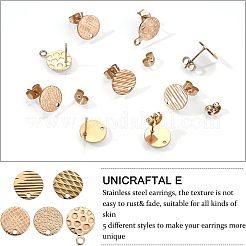 30Pcs 5 Style Ion Plating(IP) 304 Stainless Steel Stud Earring Findings&nbsp;STAS-UN0027-99