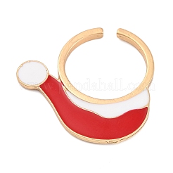 Christmas Theme Alloy Enamel Open Cuff Ring&nbsp;RJEW-C106-02D-KCG