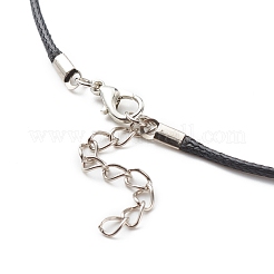 Blue Lampwork Evil Eye Pendant Necklace with Waxed Cord for Women&nbsp;NJEW-JN03955-02