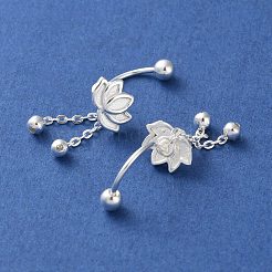 999 Fine Silver Flower Ear Plug Gauges&nbsp;EJEW-P296-09S