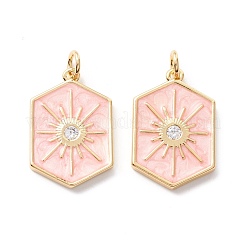 Brass Micro Pave Clear Cubic Zirconia Pendants&nbsp;ZIRC-Z019-44-NR