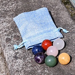 7Pcs Natural Chakra Round Stone Set Natural Quartz Crystal Red Jasper Rose Quartz Citrine Green Aventurine Lapis Lazuli Amethyst&nbsp;PW-WGA0B4B-01