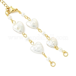 Natural Baroque Keshi Pearl Heart & Shell Pearl Link Bracelet Making&nbsp;AJEW-JB01645