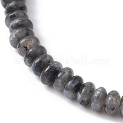 Natural Black Labradorite Rondelle Beaded Stretch Bracelets&nbsp;BJEW-JB09980-05