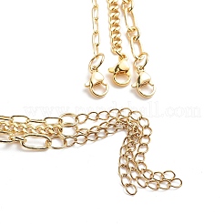 3Pcs 3 Style Brass Initial Letter L 304 Stainless Steel Pendant Necklaces Set&nbsp;NJEW-JN04010
