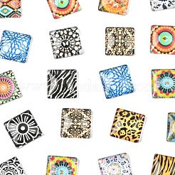 20Pcs Printed Glass Square Cabochons&nbsp;GGLA-FS0001-18
