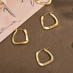 3Pairs Ion Plating(IP) 304 Stainless Steel Trapezoid Hoop Earrings for Women&nbsp;EJEW-BBC0001-40