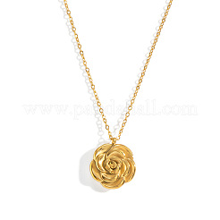 304 Stainless Steel Vintage 3D Rose Flower Pendant Necklaces for Women&nbsp;AM0132