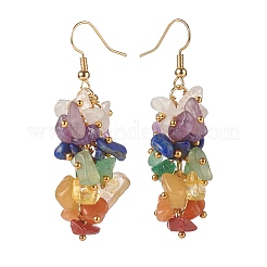 Reiki Natural Mixed Stone Chip Beads Dangle Earrings for Girl Women&nbsp;X1-EJEW-JE04654