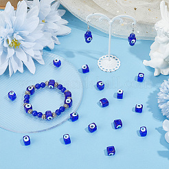 50Pcs Handmade Evil Eye Lampwork European Beads&nbsp;LAMP-SC0001-83