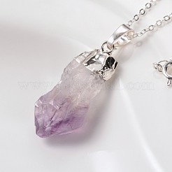 Natural Raw Rough Gemstone Pendant Necklaces&nbsp;NJEW-JN01114