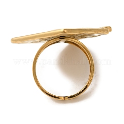 Ion Plating(IP) 304 Stainless Steel Rhombus Open Cuff Rings for Women&nbsp;RJEW-Z053-04G