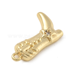 Brass Micro Pave Clear Cubic Zirconia Pendants&nbsp;LS-KK-D283-34G-02