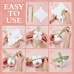 Square Paper Wedding Candy Storage Boxes with Ribbon&nbsp;AJEW-WH0609-744A