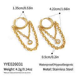 304 Stainless Steel Pave Cubic Zirconia Tassel Hoop Earrings for Women&nbsp;WB3830