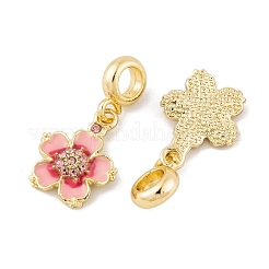 Rack Plating Alloy Light Rose Rhinestone European Dangle Charms&nbsp;FIND-C055-25G