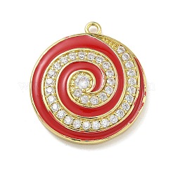 Rack Plating Brass Micro Pave Clear Cubic Zirconia with Enamel Charms&nbsp;KK-G515-18G